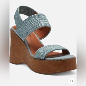New Lucky brand delukah platform wedge slingback sandals: Size 10